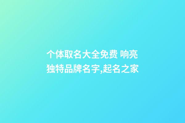 个体取名大全免费 响亮独特品牌名字,起名之家-第1张-店铺起名-玄机派